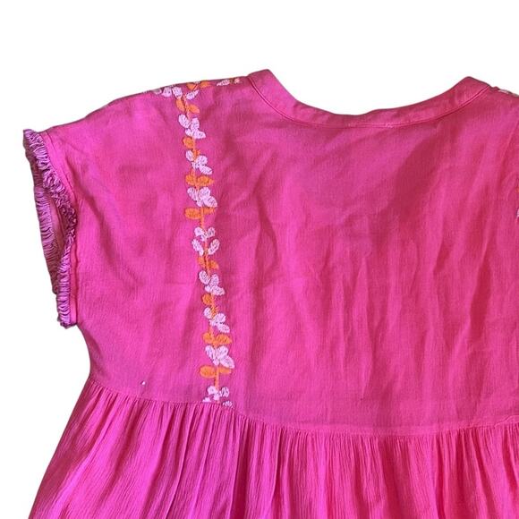 J. Marie Women’s Sz S Pink Embroidered Mini Dress Laynie Boho Floral - Picture 7 of 12